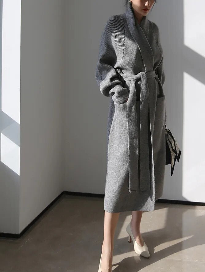 Helena Oversized Knitted Ribbed Cardigan