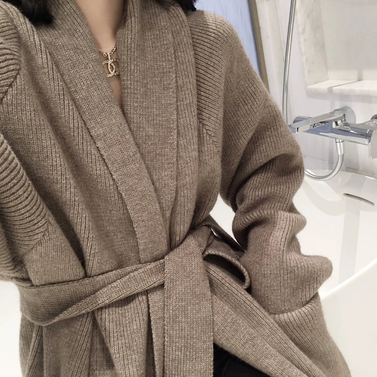 Helena Oversized Knitted Ribbed Cardigan